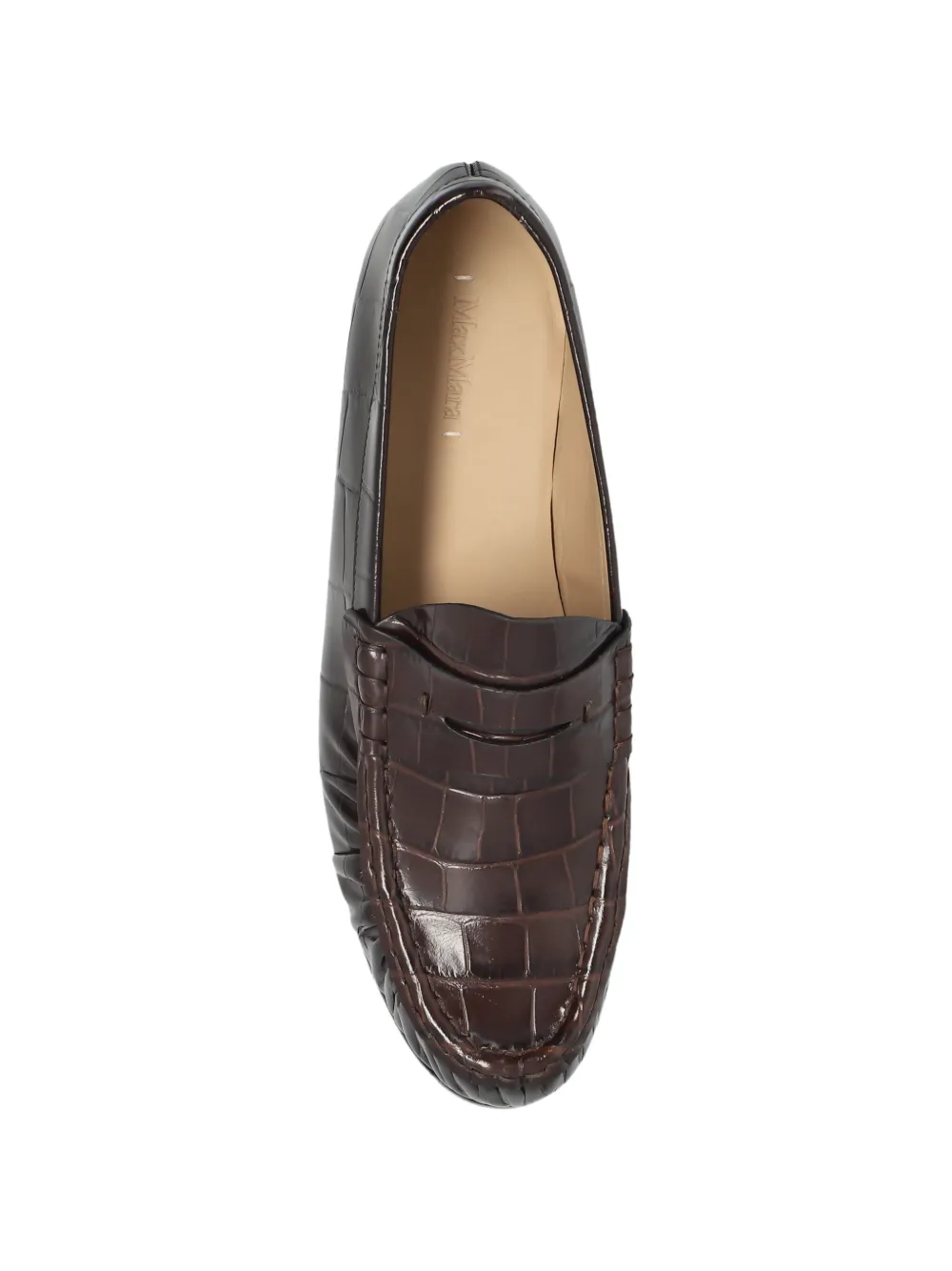 Max Mara Fingere croc-effect leather ballet flats Bruin