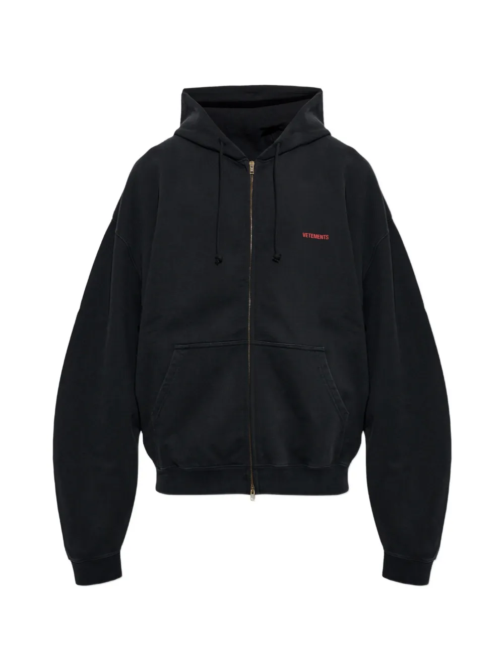 VETEMENTS logo-print zip-up hoodie - Black