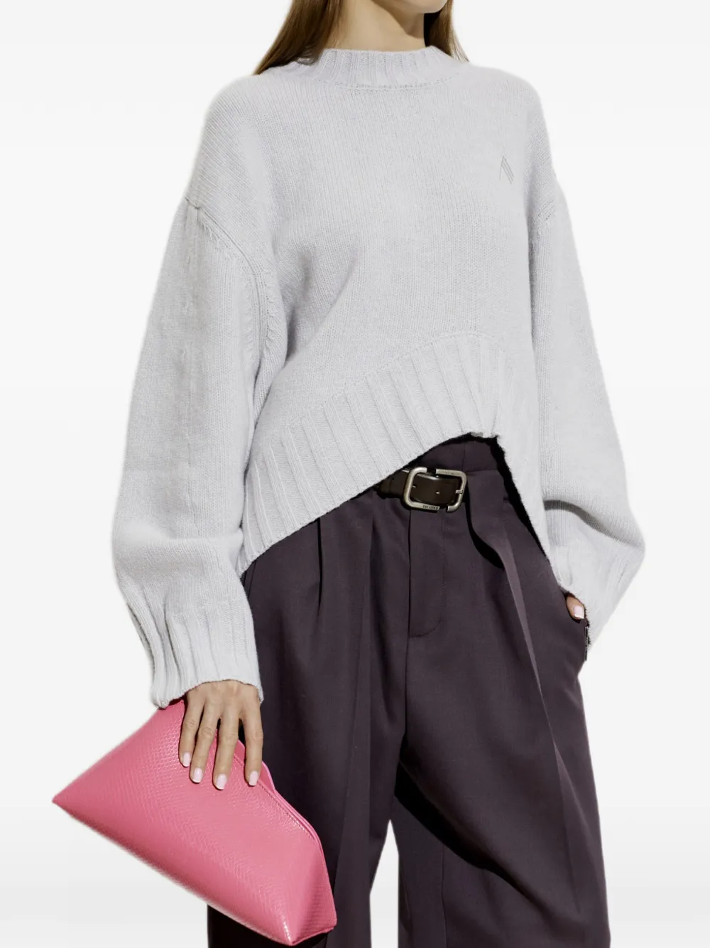 The Attico 8:30PM clutch met slangen-effect Roze