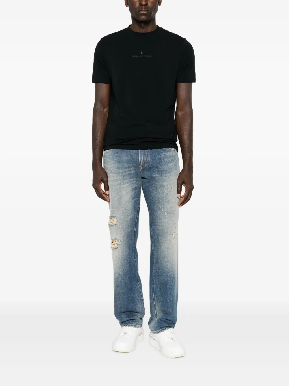 Karl Lagerfeld T-shirt met geborduurd logo Zwart