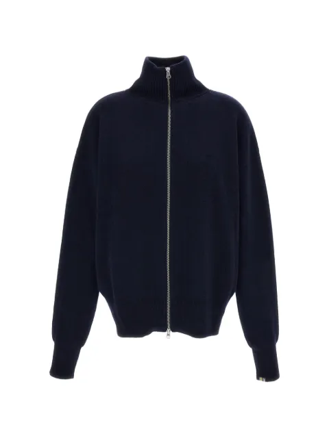 extreme cashmere zip-up high-neck cardigan