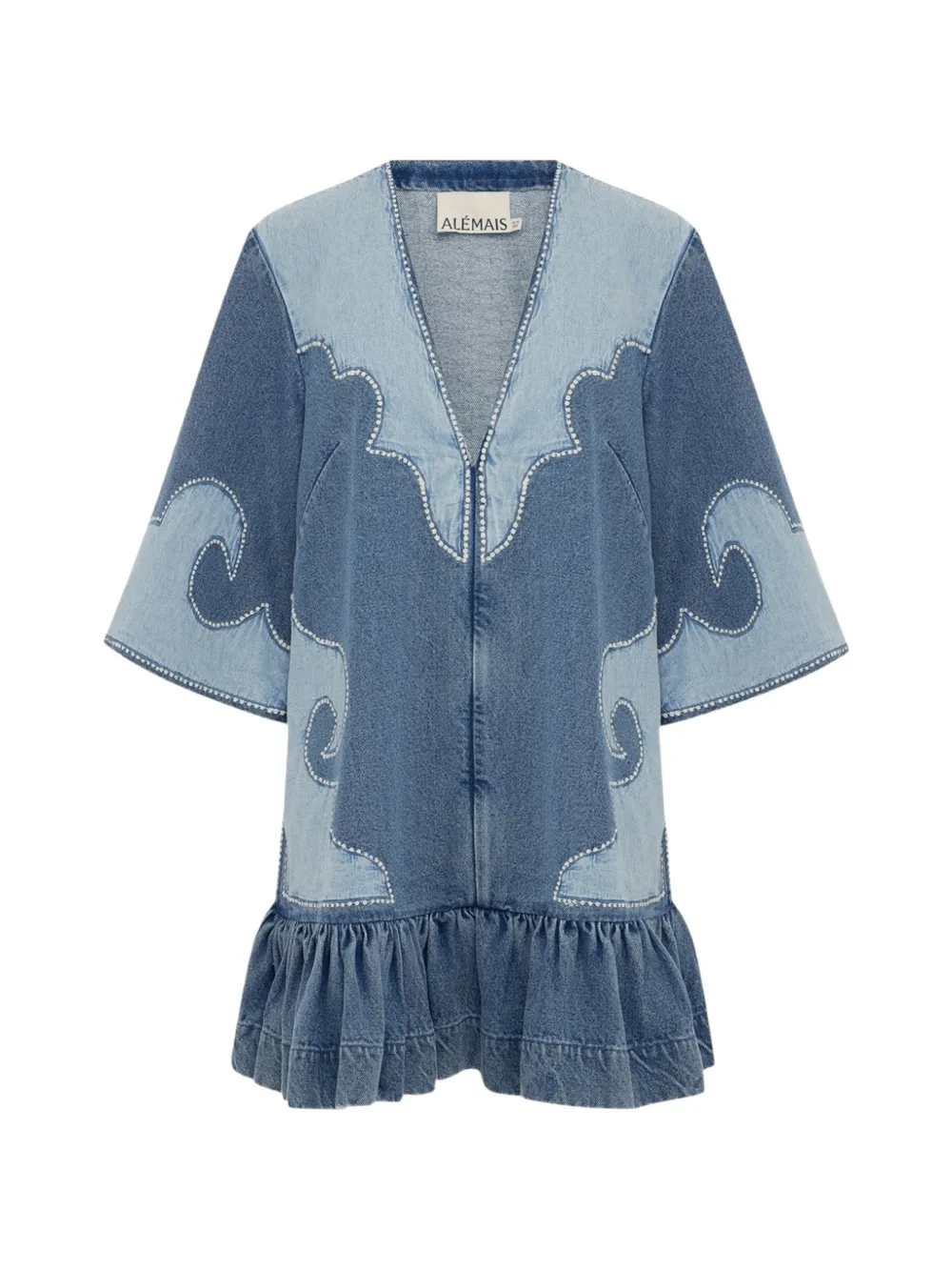 ALEMAIS Jesse ruffled patchwork mini dress
