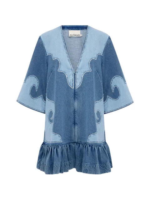 ALEMAIS Jesse ruffled patchwork mini dress