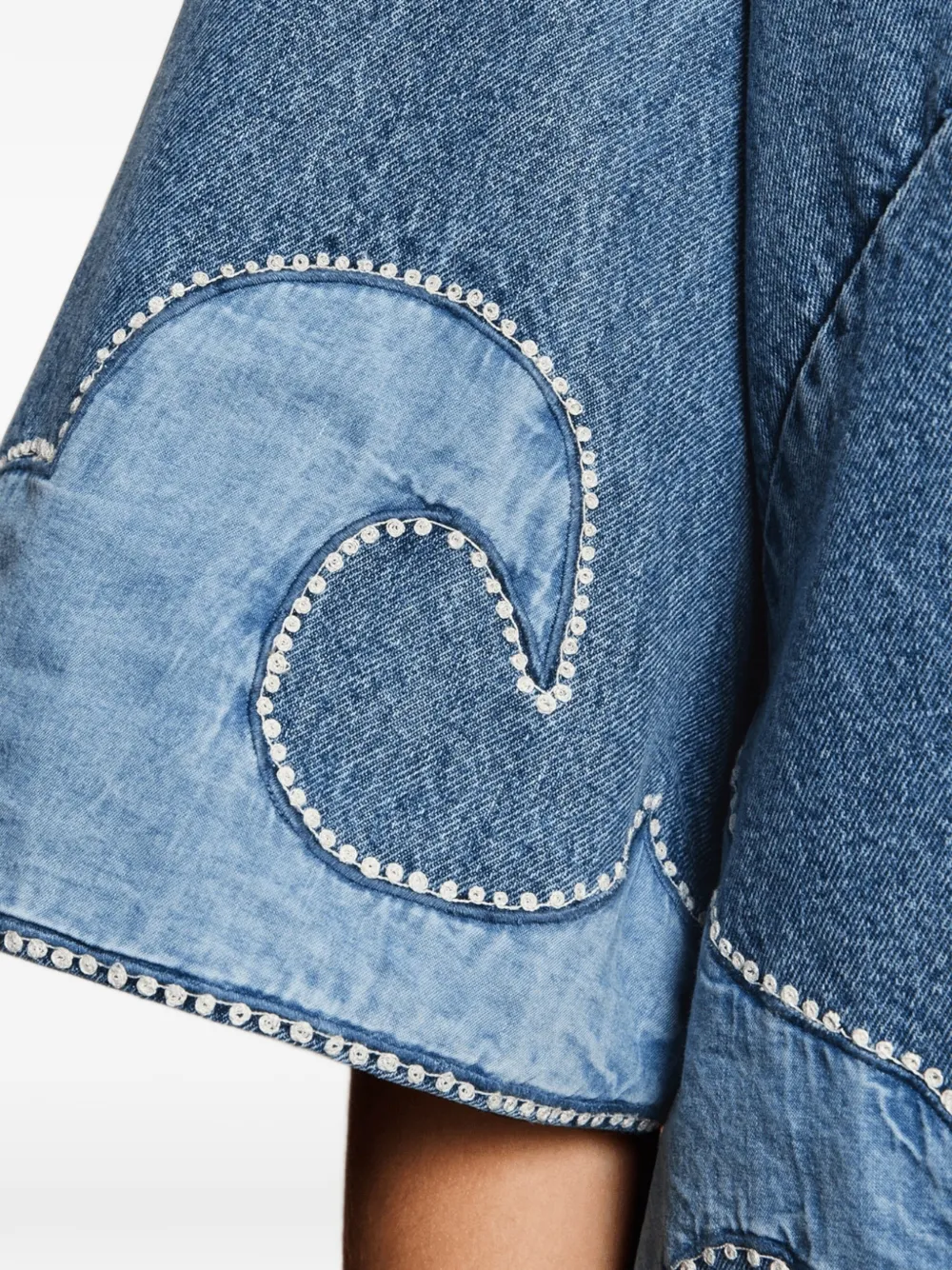 ALEMAIS Jesse mini-jurk met ruches en patchwork Blauw