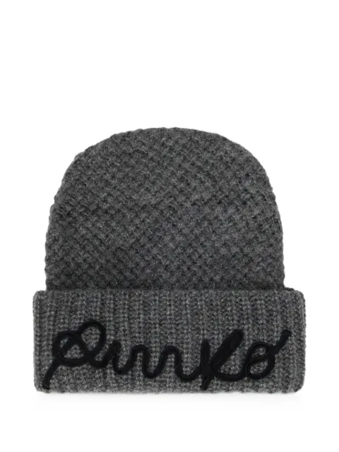 PINKO gorro tejido grueso con logo bordado