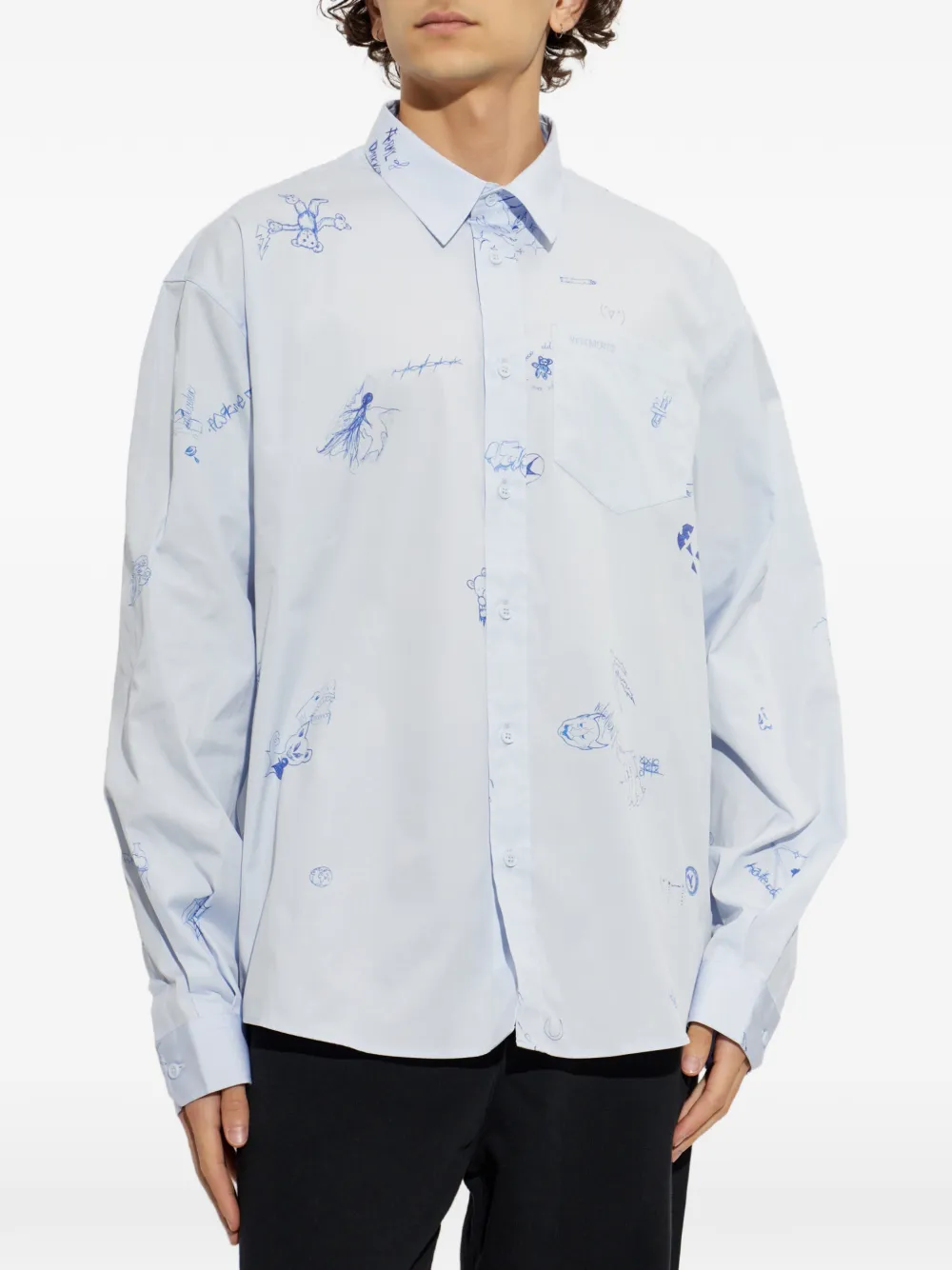 VETEMENTS Overhemd met doodle-print en knopen Blauw
