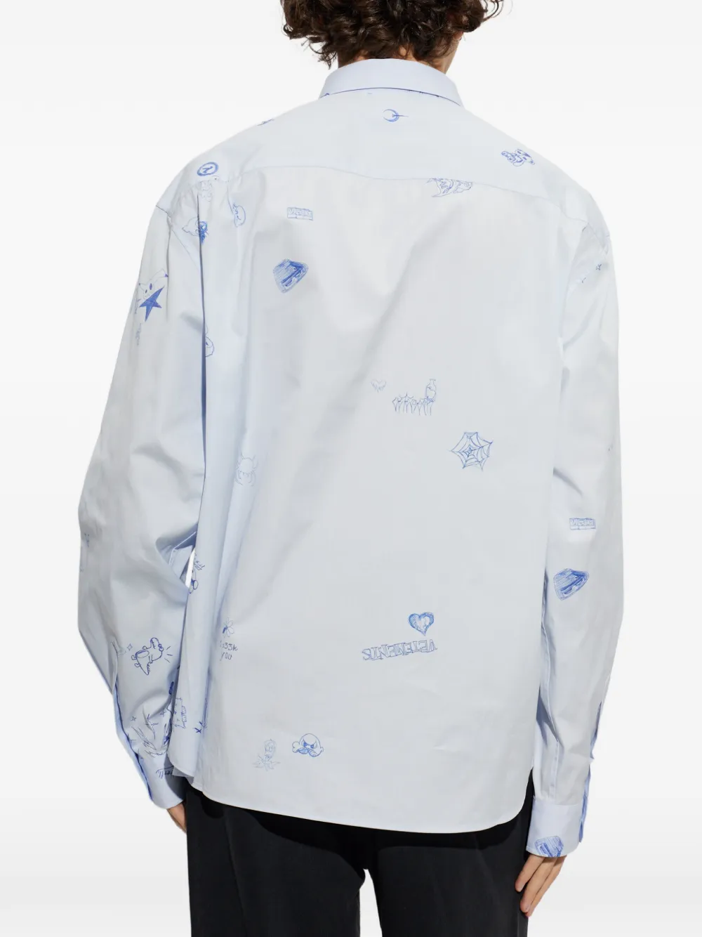VETEMENTS Overhemd met doodle-print en knopen Blauw