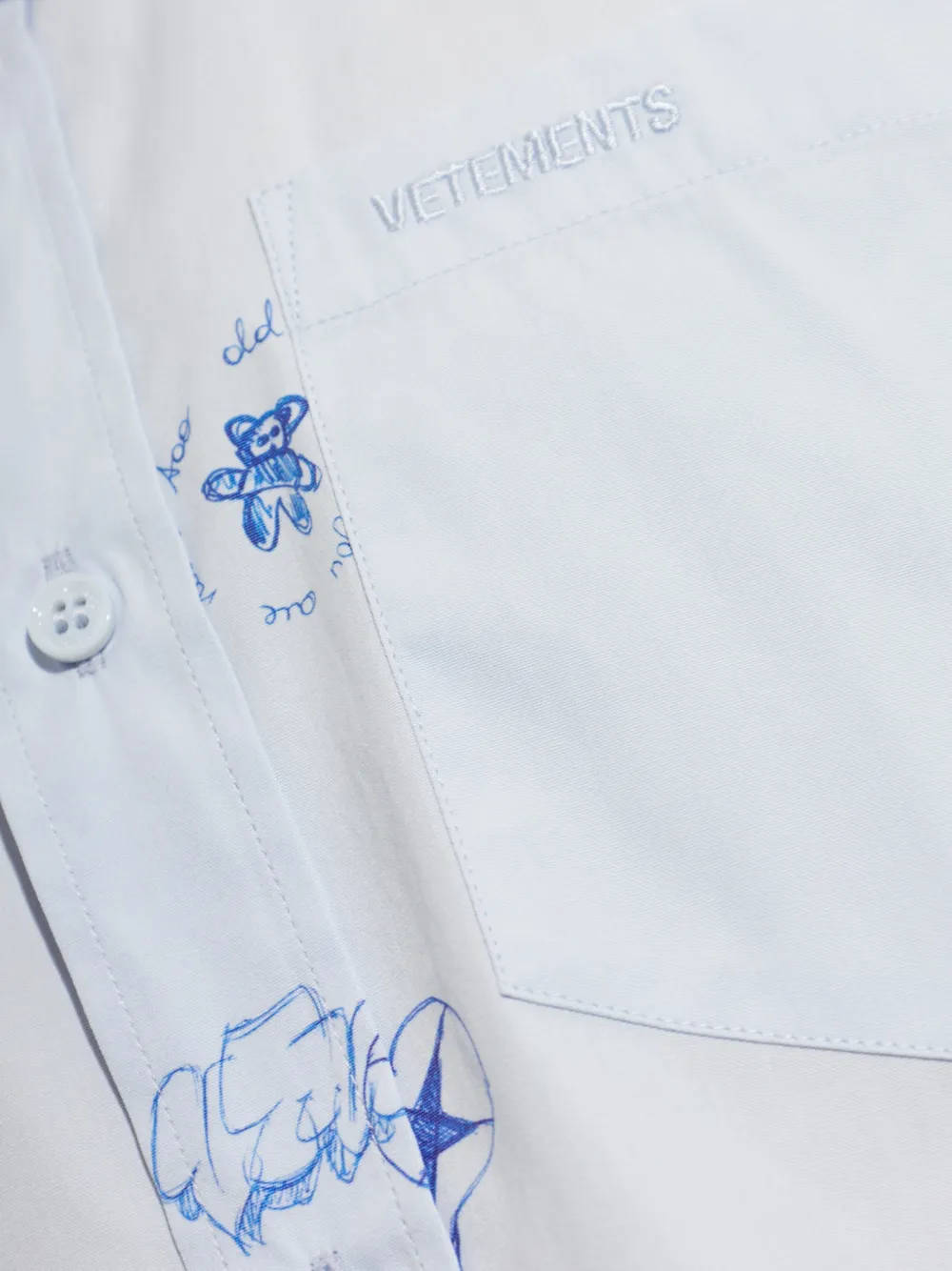 VETEMENTS Overhemd met doodle-print en knopen Blauw