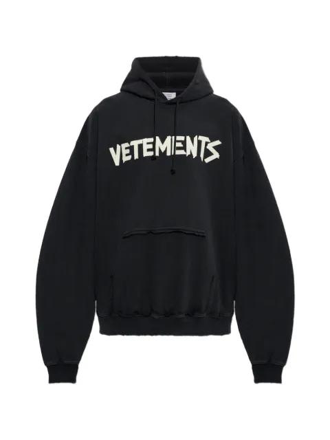 VETEMENTS logo-print distressed hoodie