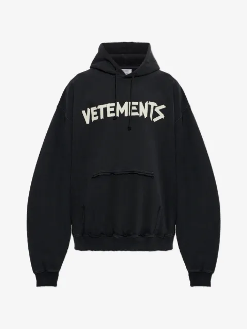 VETEMENTS logo-print distressed hoodie