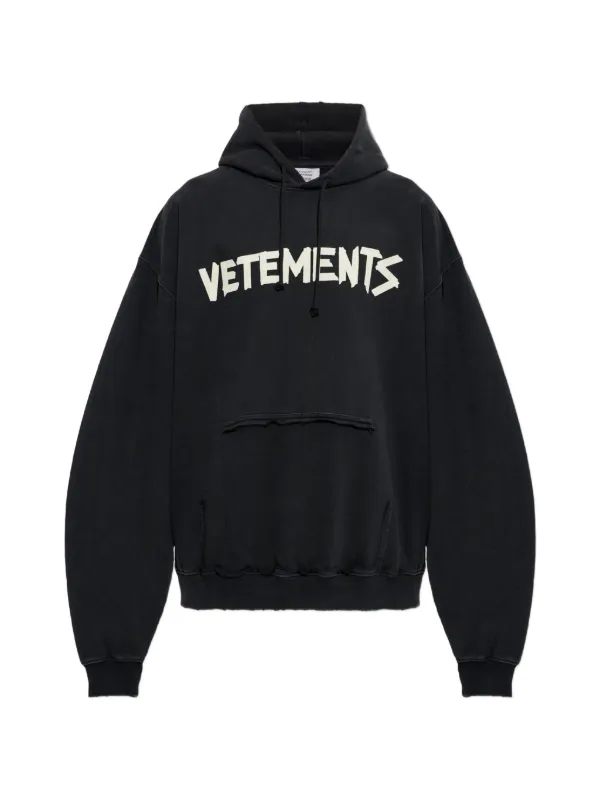 VETEMENTS ダメージ パーカー | ブラック | FARFETCH JP