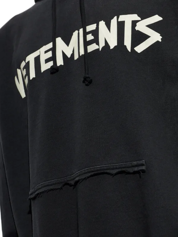 VETEMENTS ダメージ パーカー | ブラック | FARFETCH JP