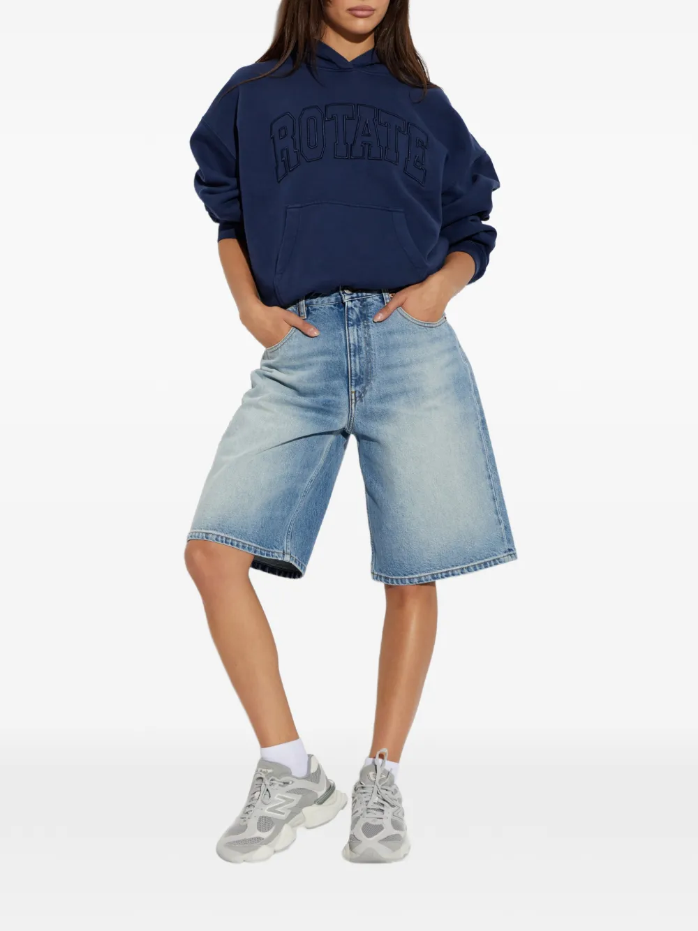 ROTATE BIRGER CHRISTENSEN Hoodie met geborduurd logo Blauw