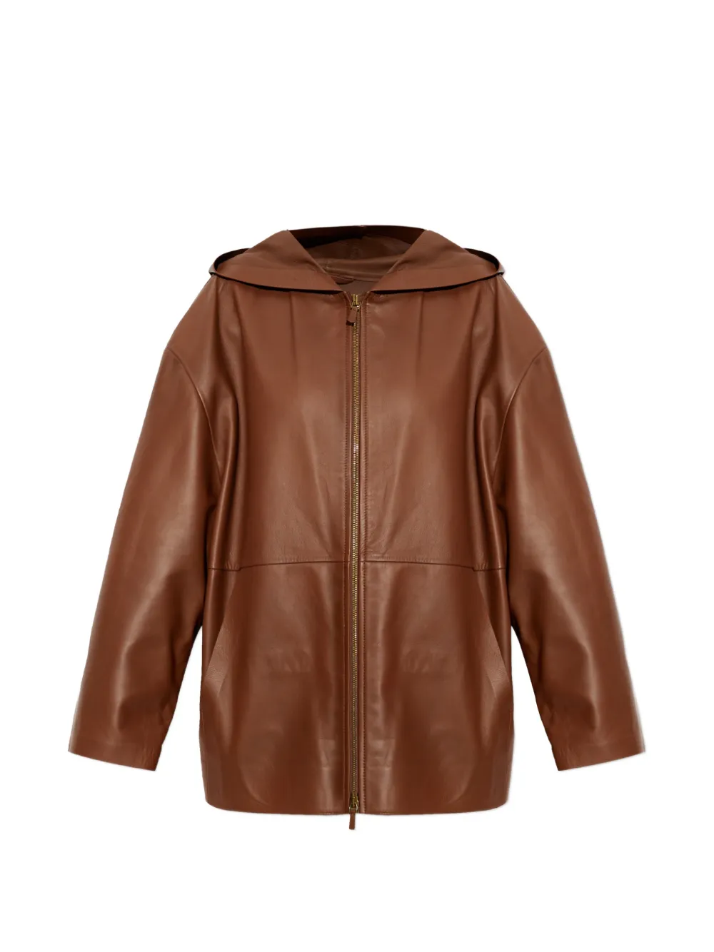 Max Mara hooded leather jacket - Marrone