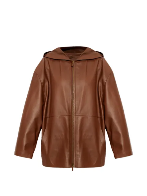 Max Mara veste en cuir à capuche