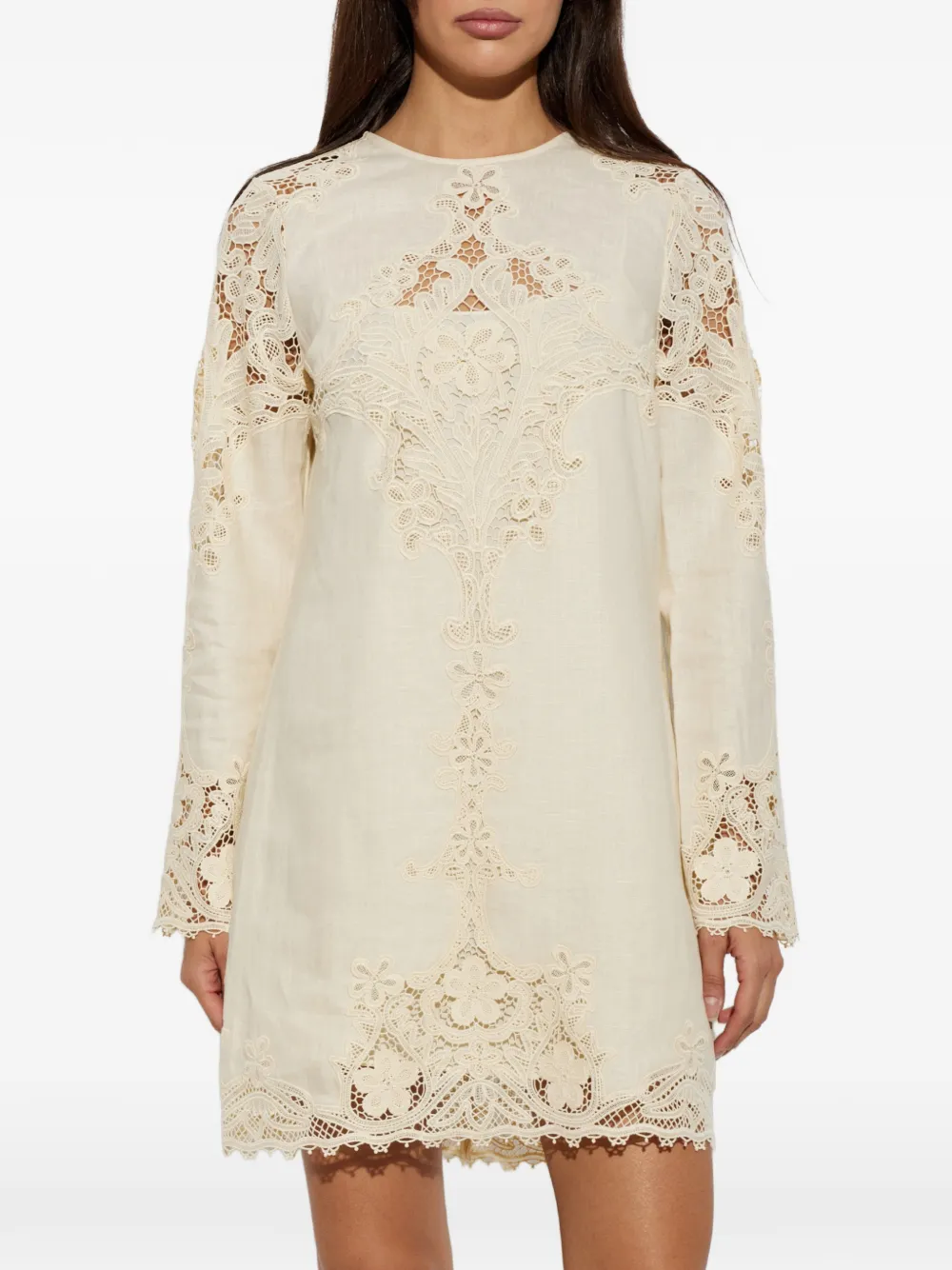 Ulla Johnson Camie mini-jurk met kanten vlakken Beige