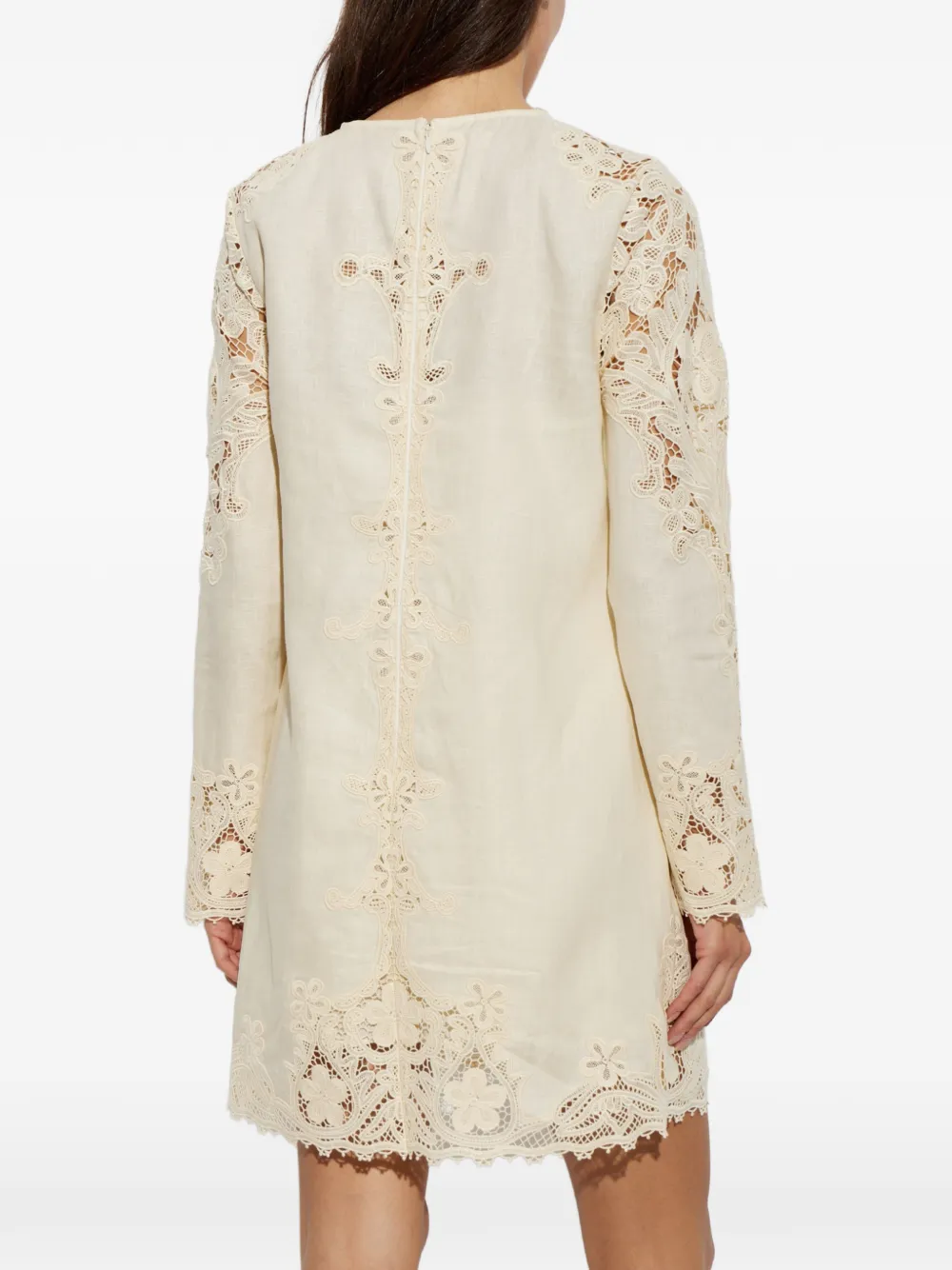 Ulla Johnson Camie mini-jurk met kanten vlakken Beige