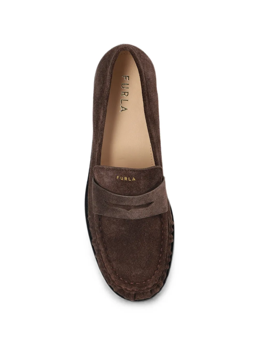 Furla suede-finish penny-strap ballet flats Bruin