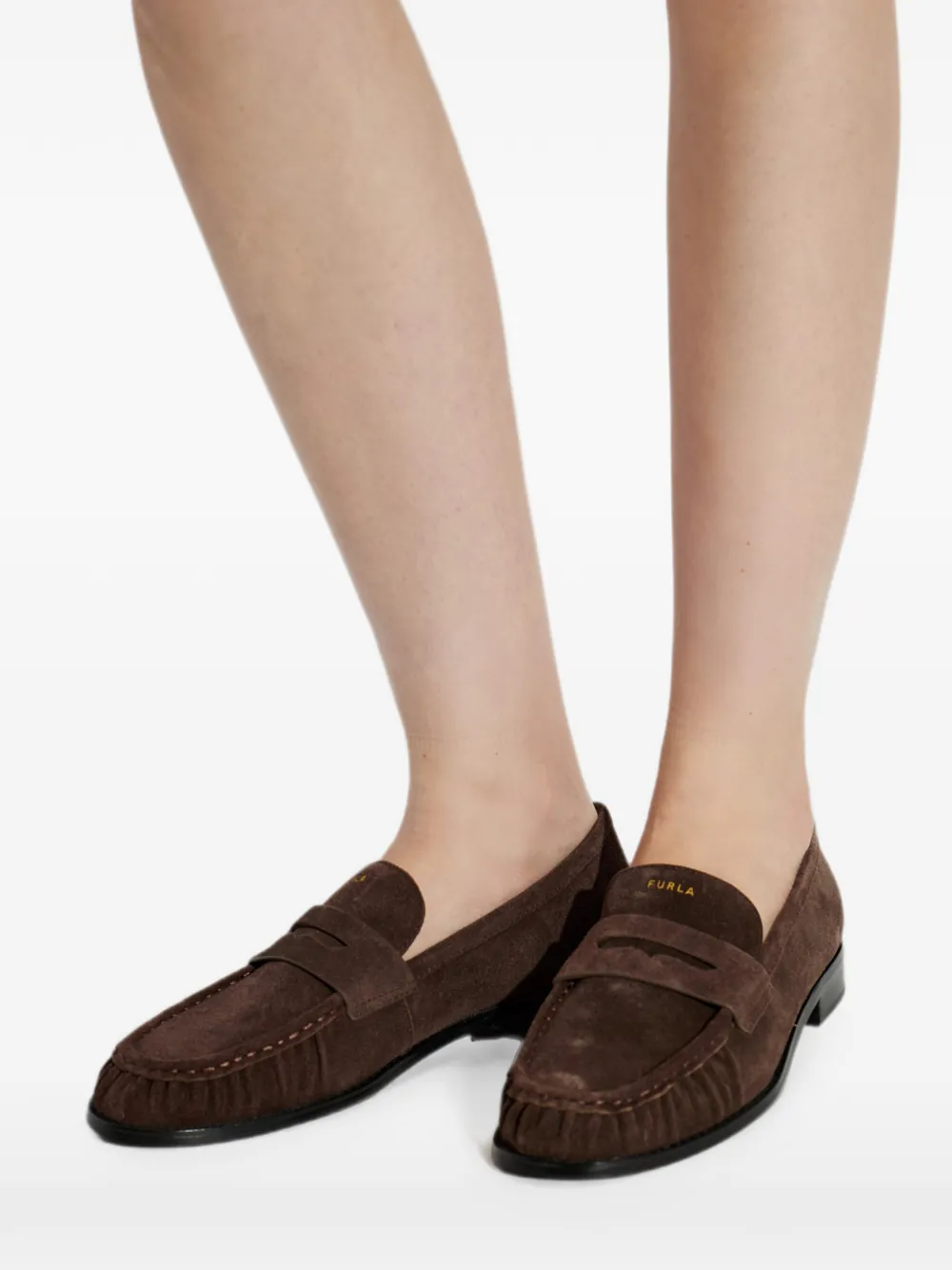 Furla suede-finish penny-strap ballet flats Bruin
