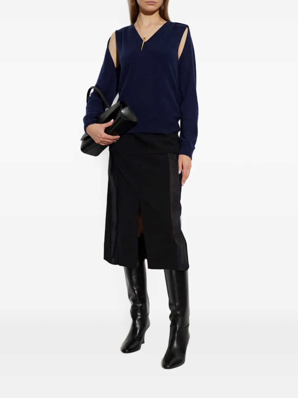Jil Sander Trui met V-hals Blauw