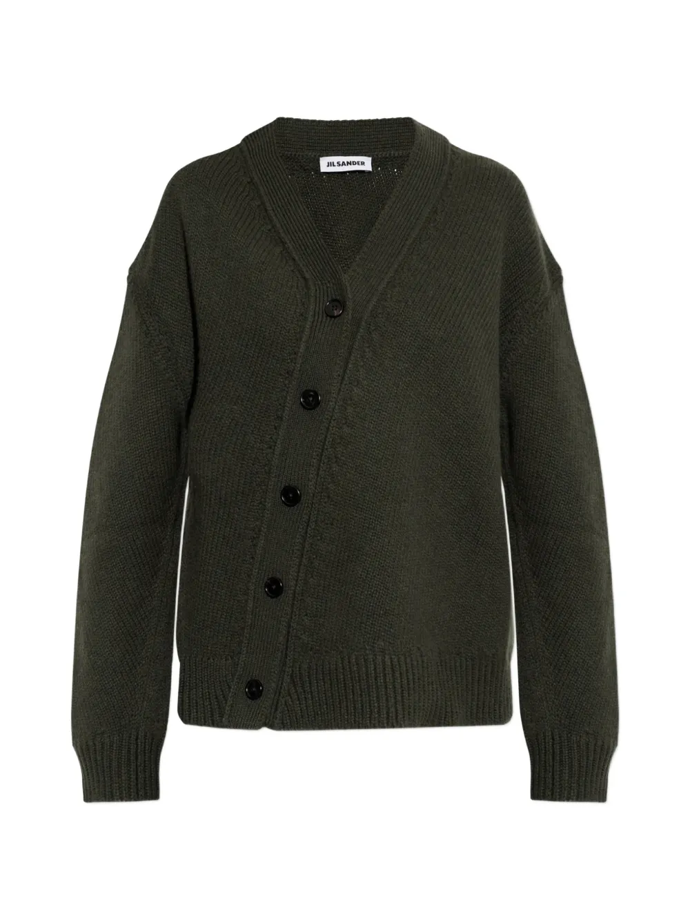 Jil Sander v-neck ribbed-trim cardigan - Verde