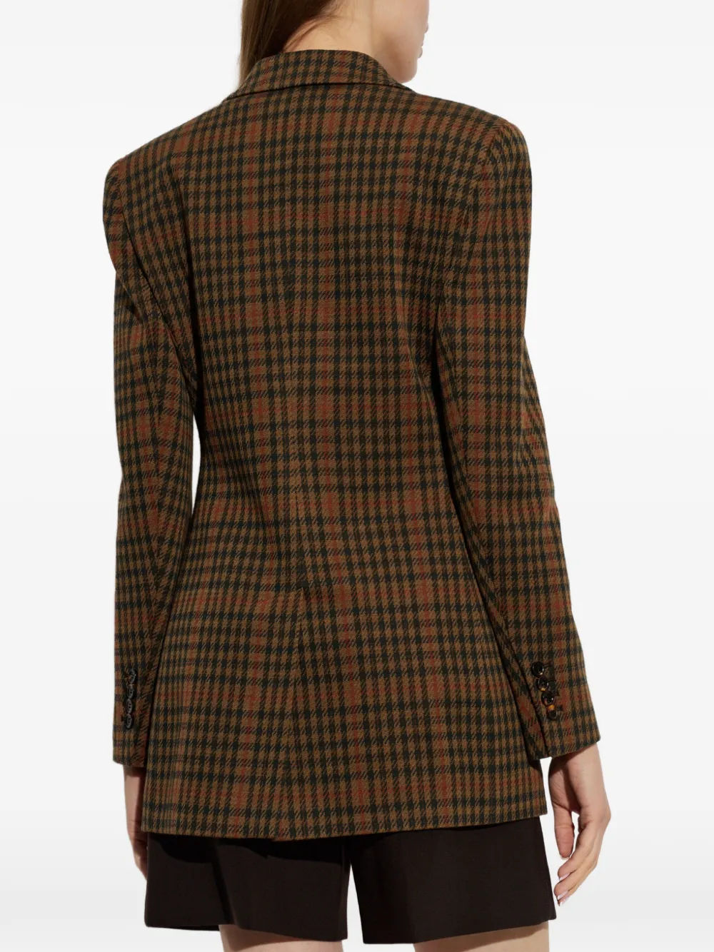 Max Mara Check Wool-blend Single-breasted Jacket In Brown