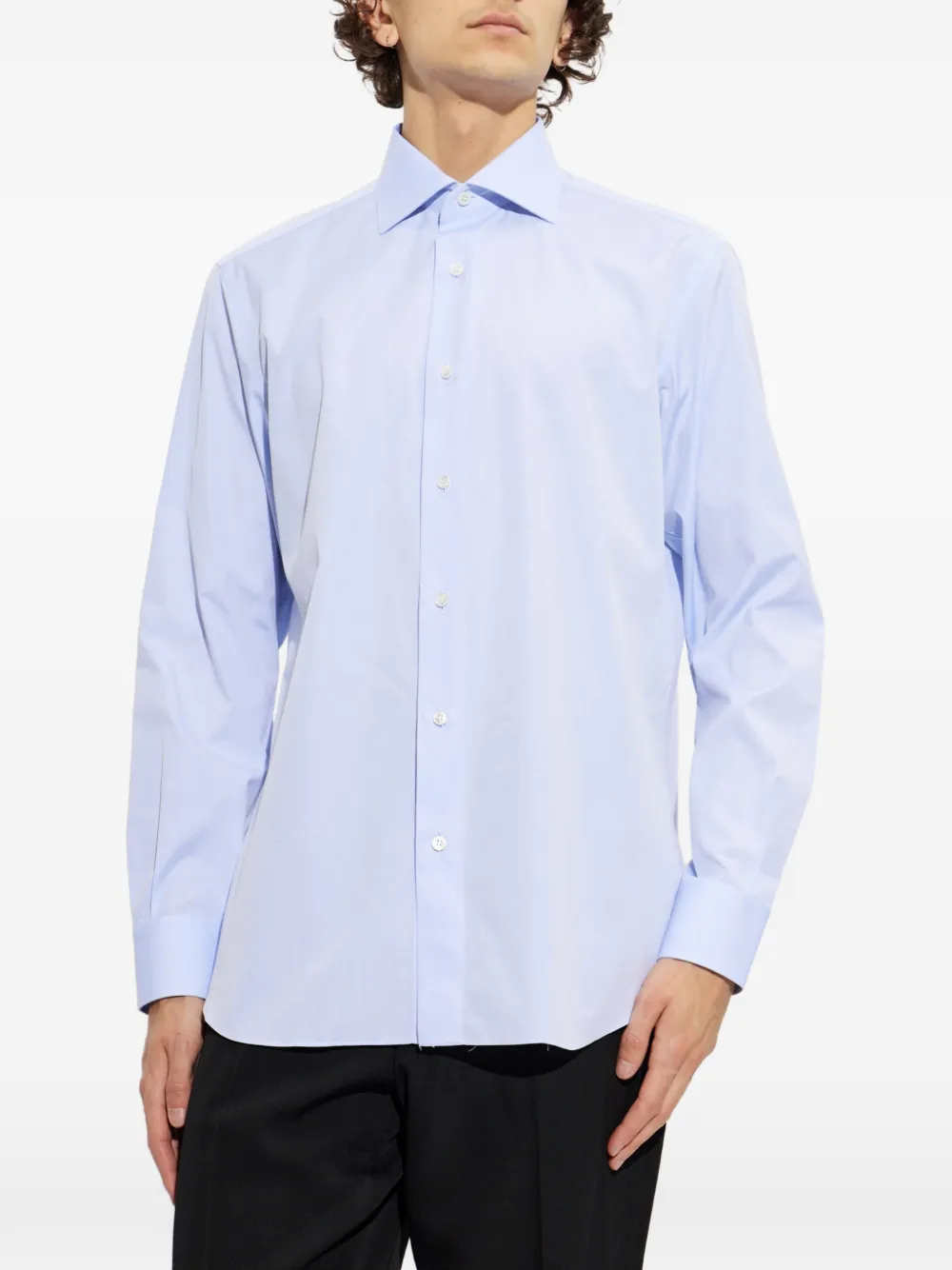 Brioni classic-collar long-sleeved shirt Blauw