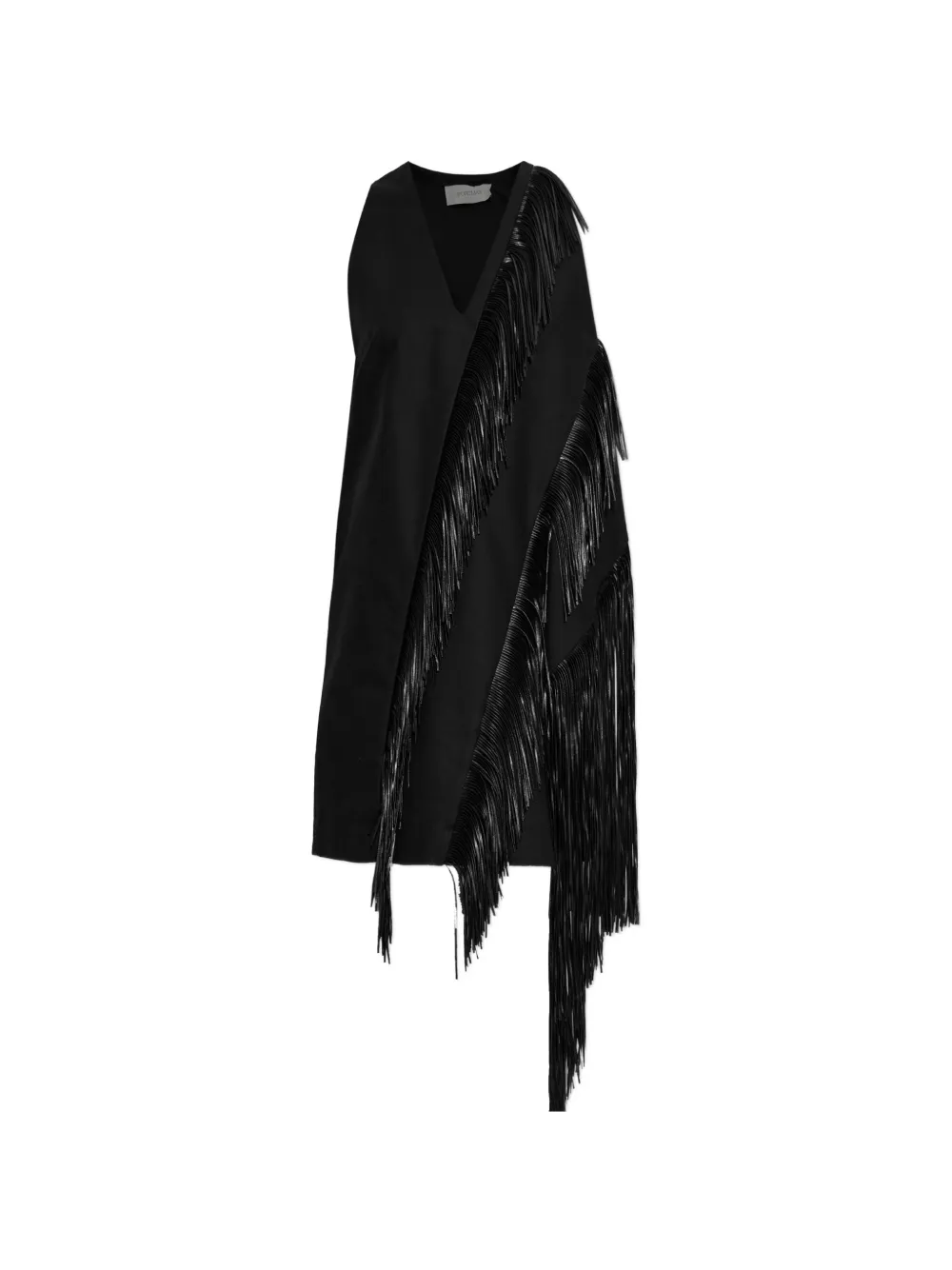 Sportmax fringe-trimmed V-neck dress - Black