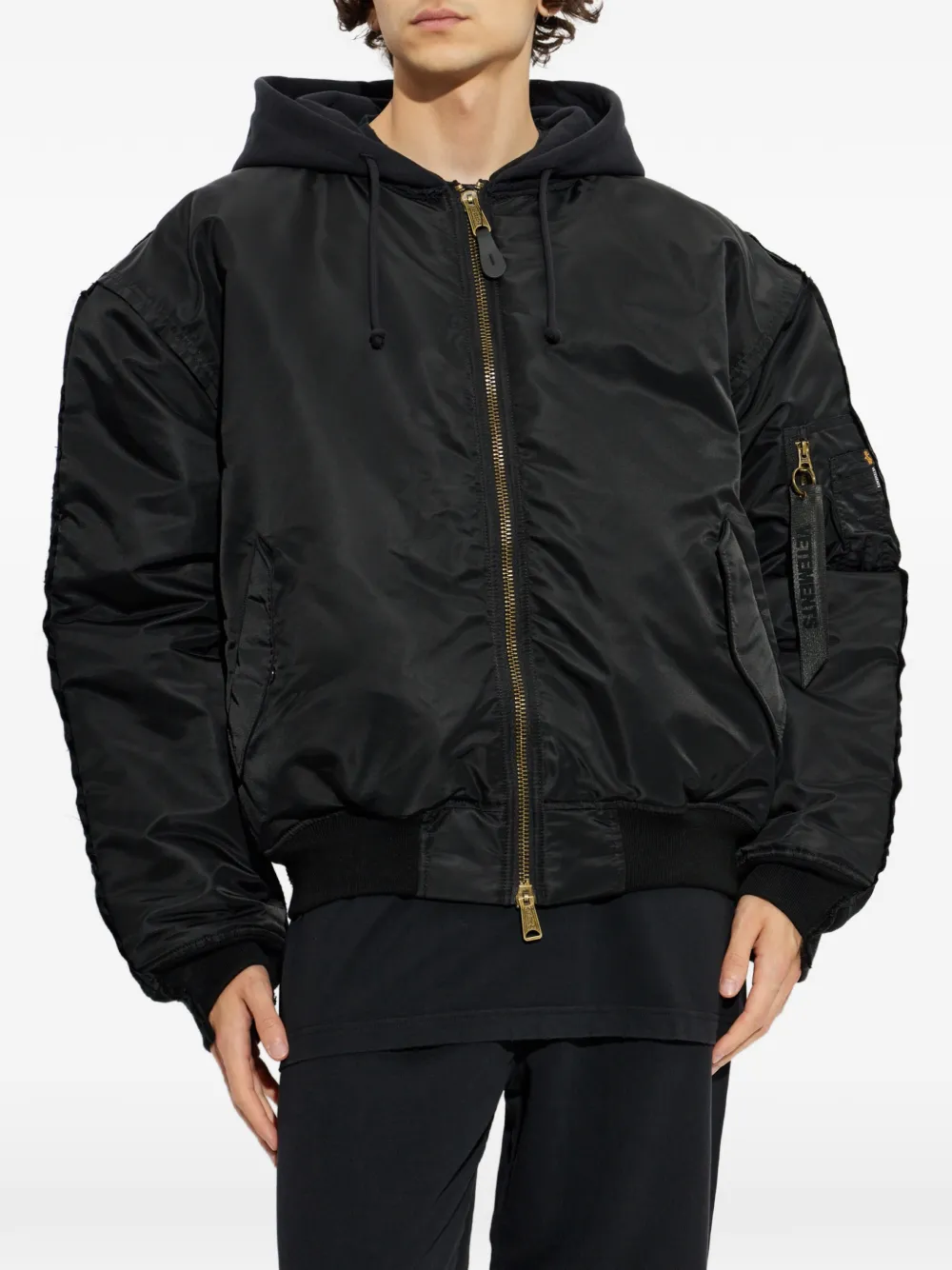VETEMENTS Hooded Bomber Jacket | Black | FARFETCH FI