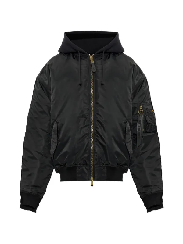 VETEMENTS Hooded Bomber Jacket | Black | FARFETCH FI