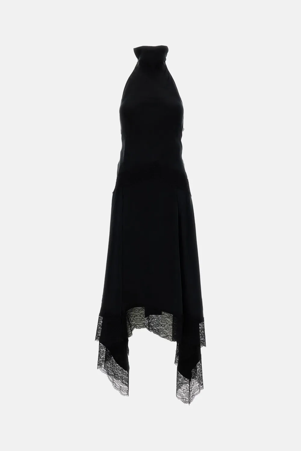 THE ANDAMANE lace-trim halterneck dress - Black