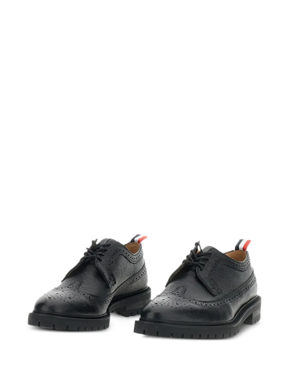 Thom Browne Longwing brogue pebbled leather lace-up shoes Zwart