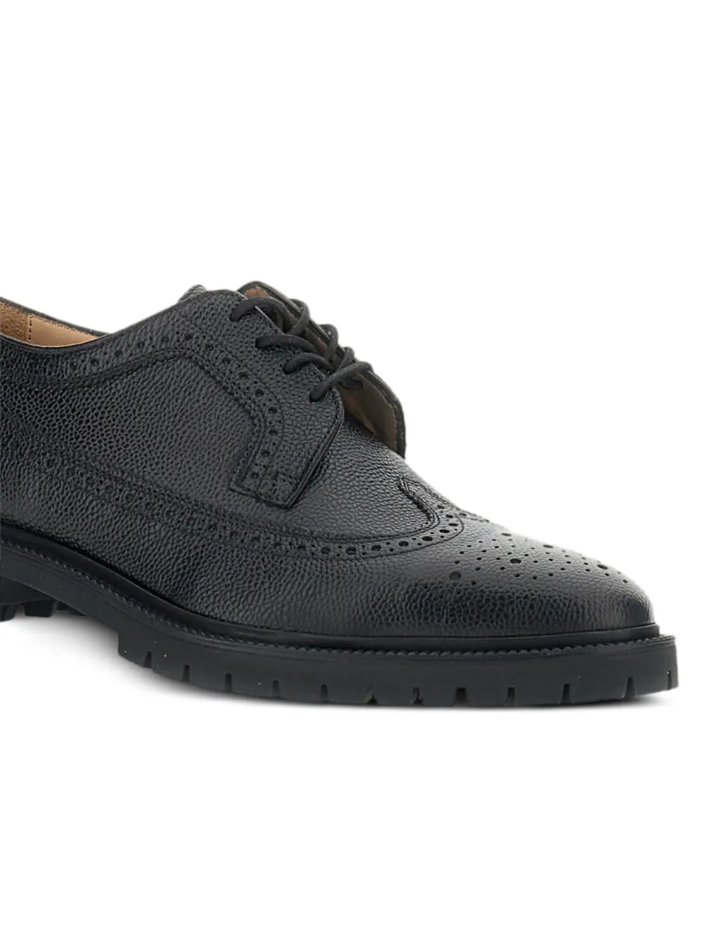 Thom Browne Longwing brogue pebbled leather lace-up shoes Zwart