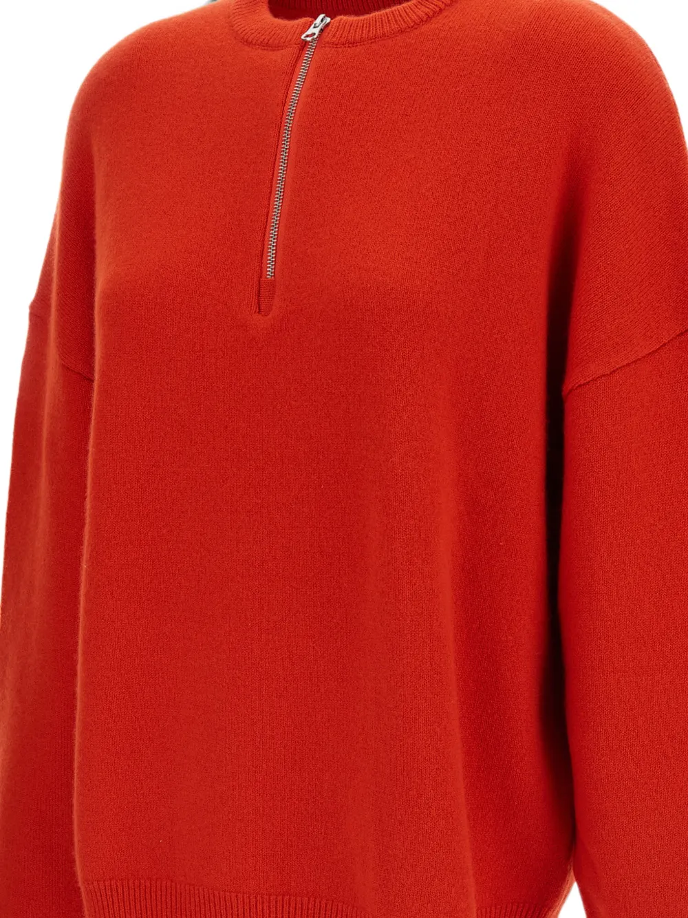 extreme cashmere Nº496 trui met halve rits en verlaagde schouders Rood