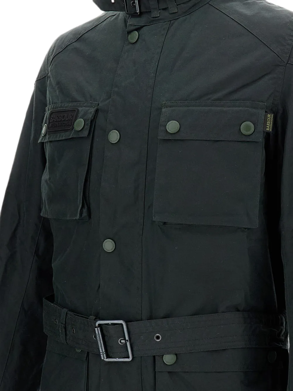 Barbour International Blackwell gecoat jack met ceintuur Groen