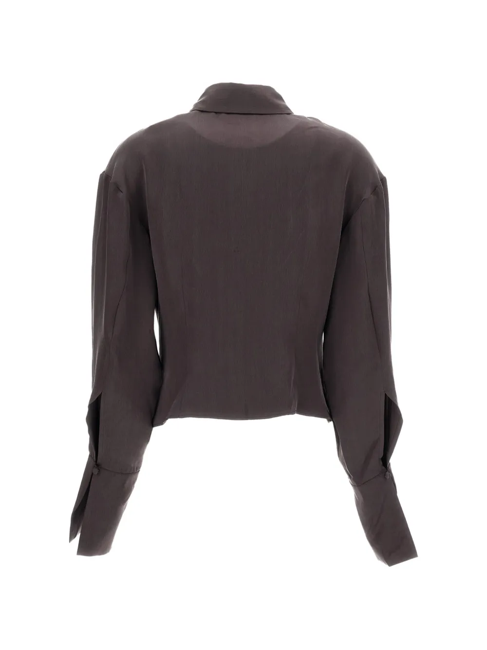 THE ANDAMANE Lilia draped-neck long-sleeve blouse Bruin