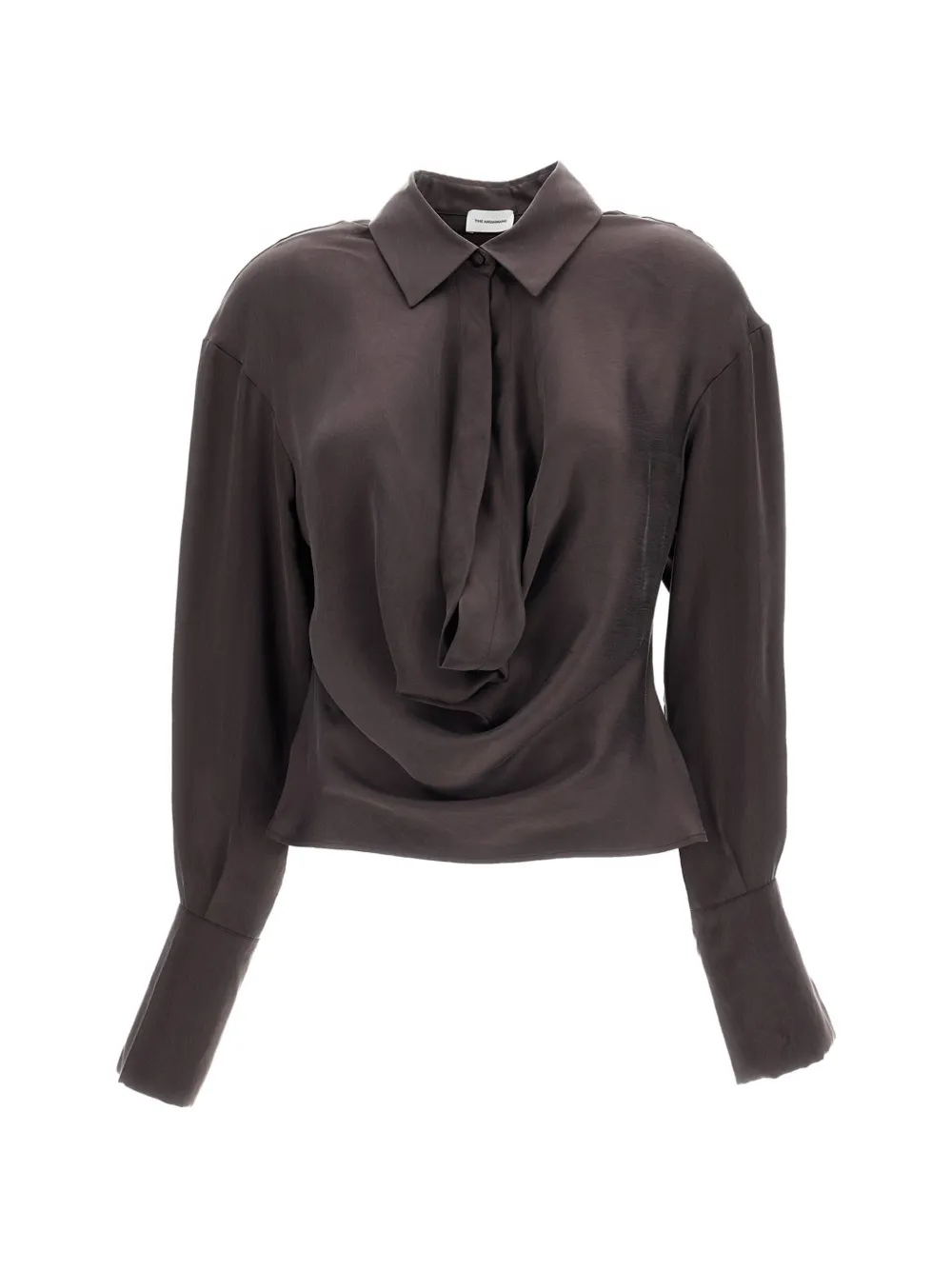 THE ANDAMANE Lilia draped-neck long-sleeve blouse - Marrone