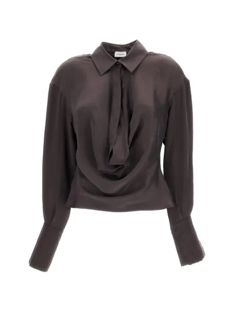 THE ANDAMANE Lilia draped-neck long-sleeve blouse
