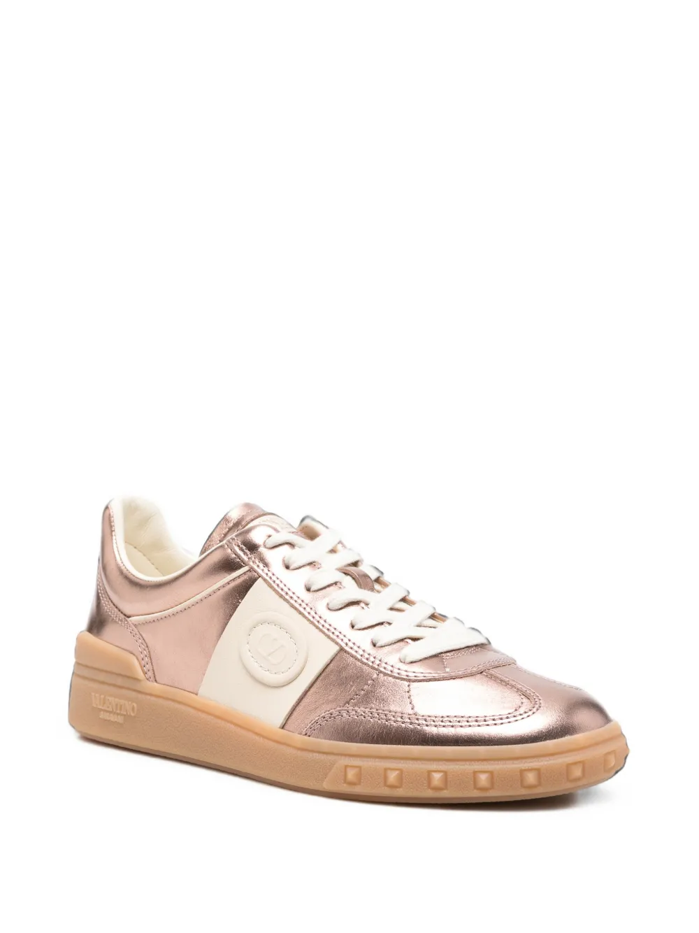 Valentino Garavani metallic leather sneakers Roze