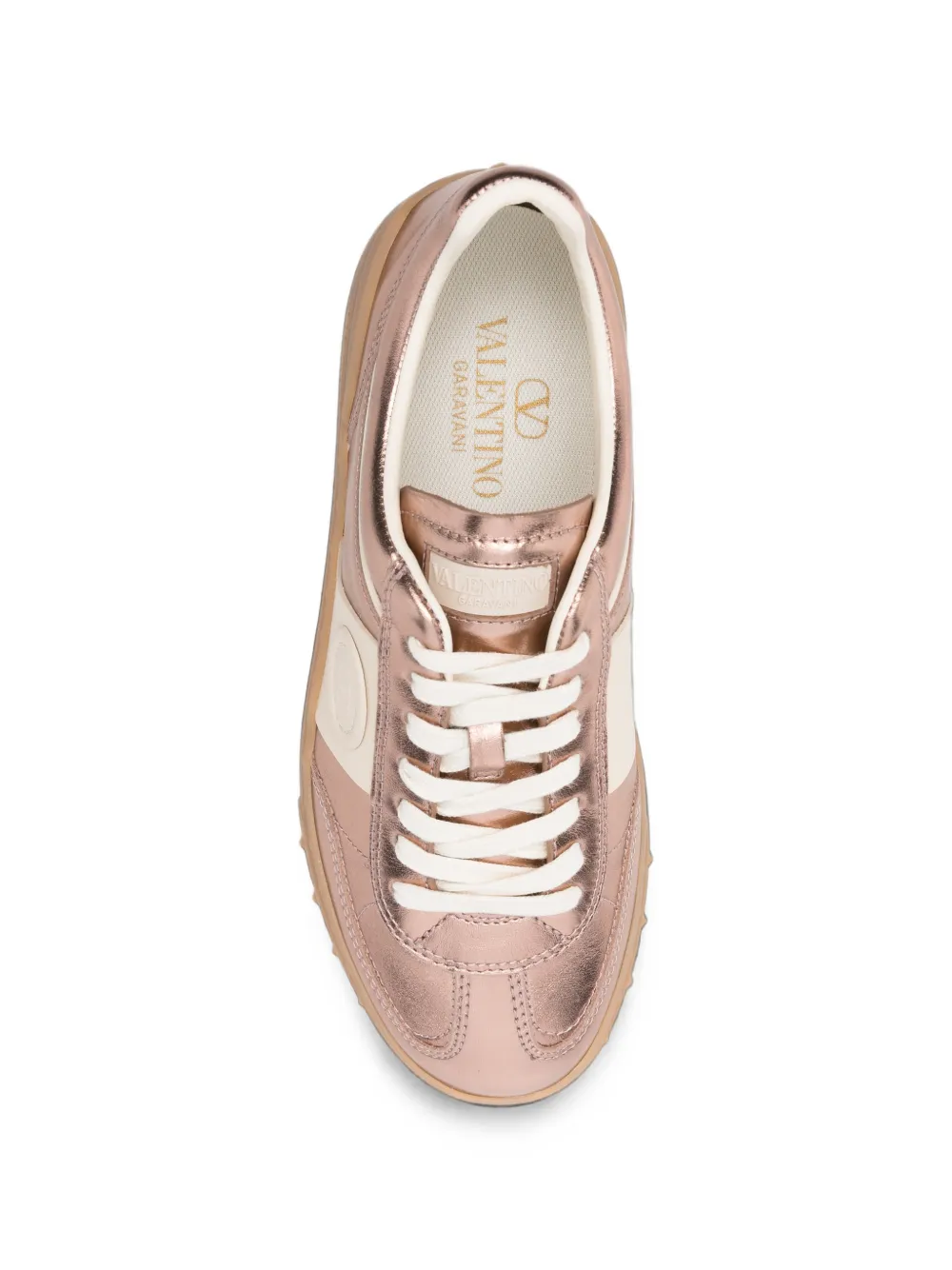 Valentino Garavani metallic leather sneakers Roze
