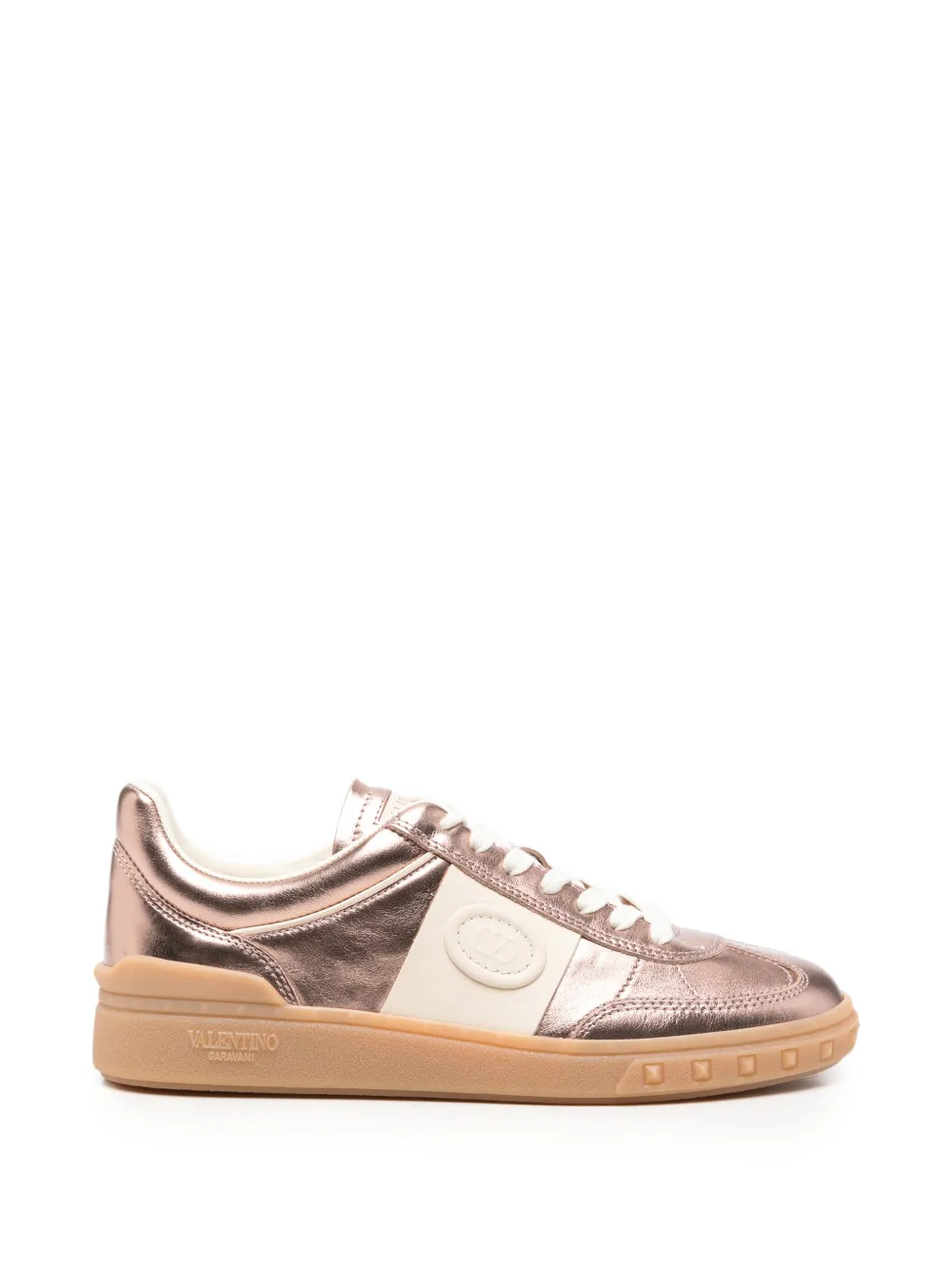 Valentino Garavani metallic leather sneakers Roze