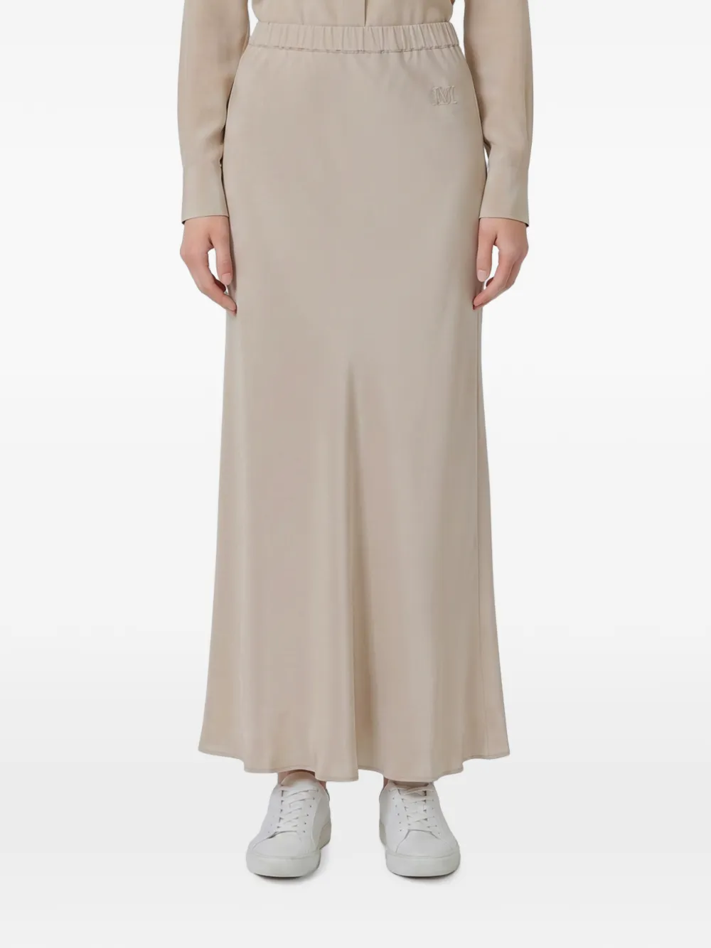 Max Mara M Monogram silk maxi skirt - Nude