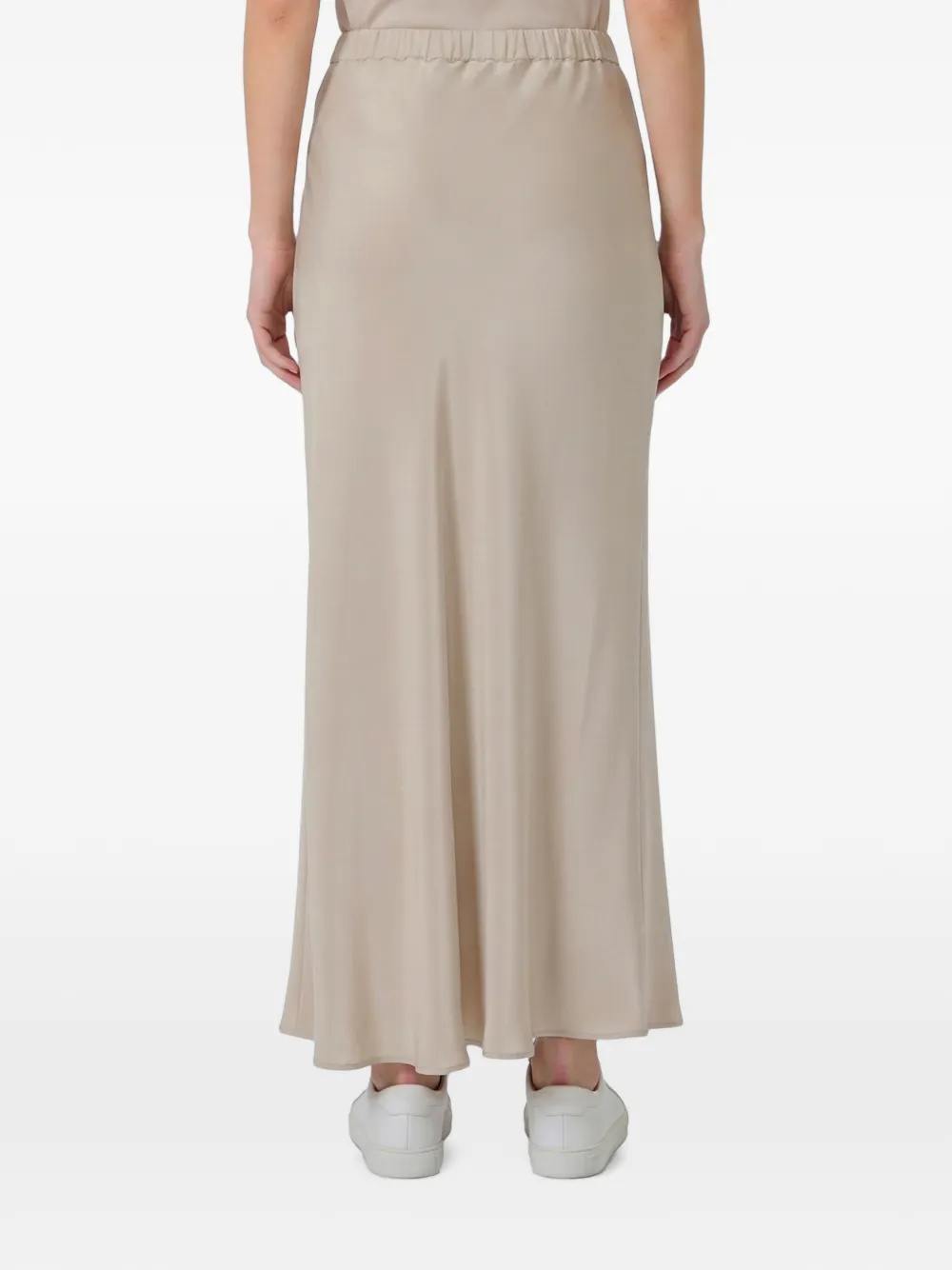 Max Mara Zijden maxi-rok met M monogram Beige