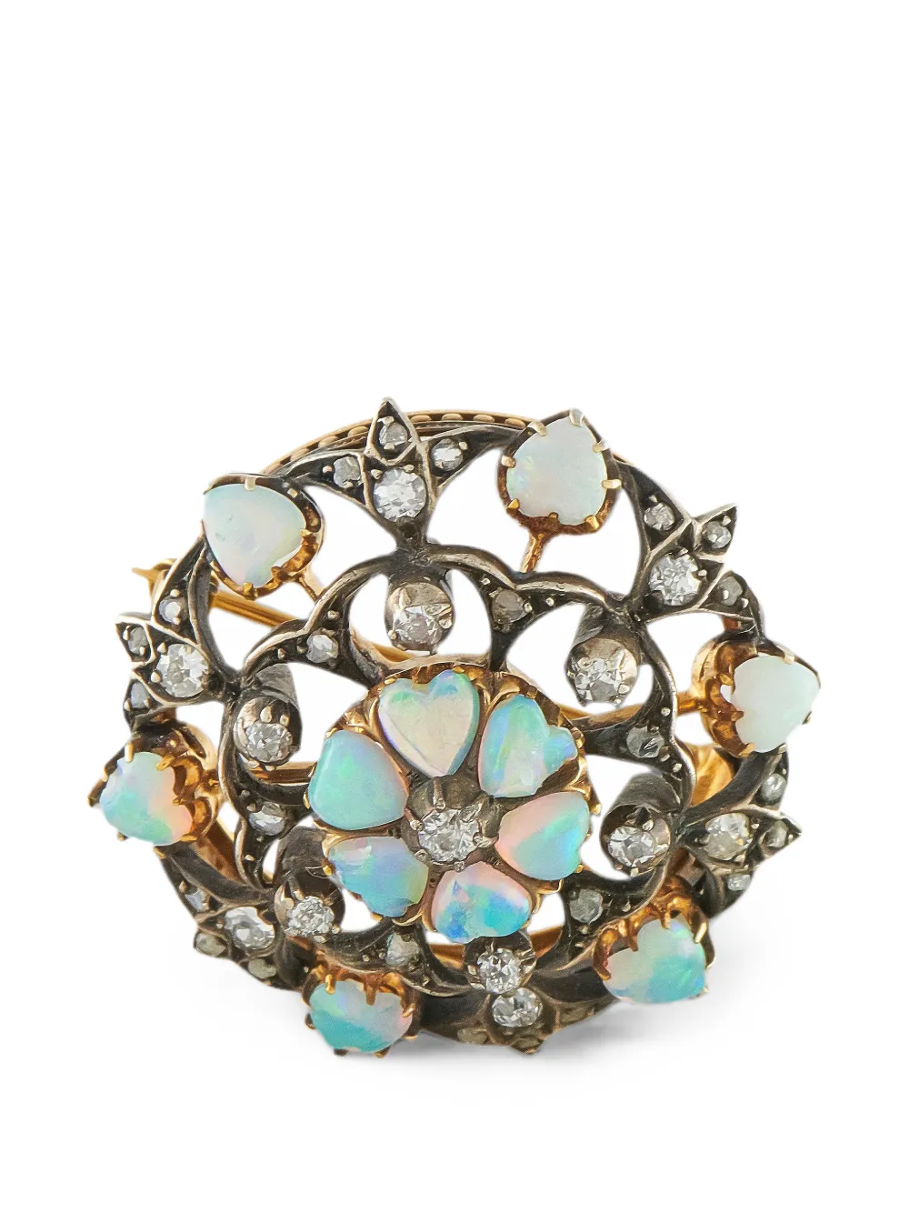 Pre-owned Lb Exclusive Opal And Diamond Brooch In Gold