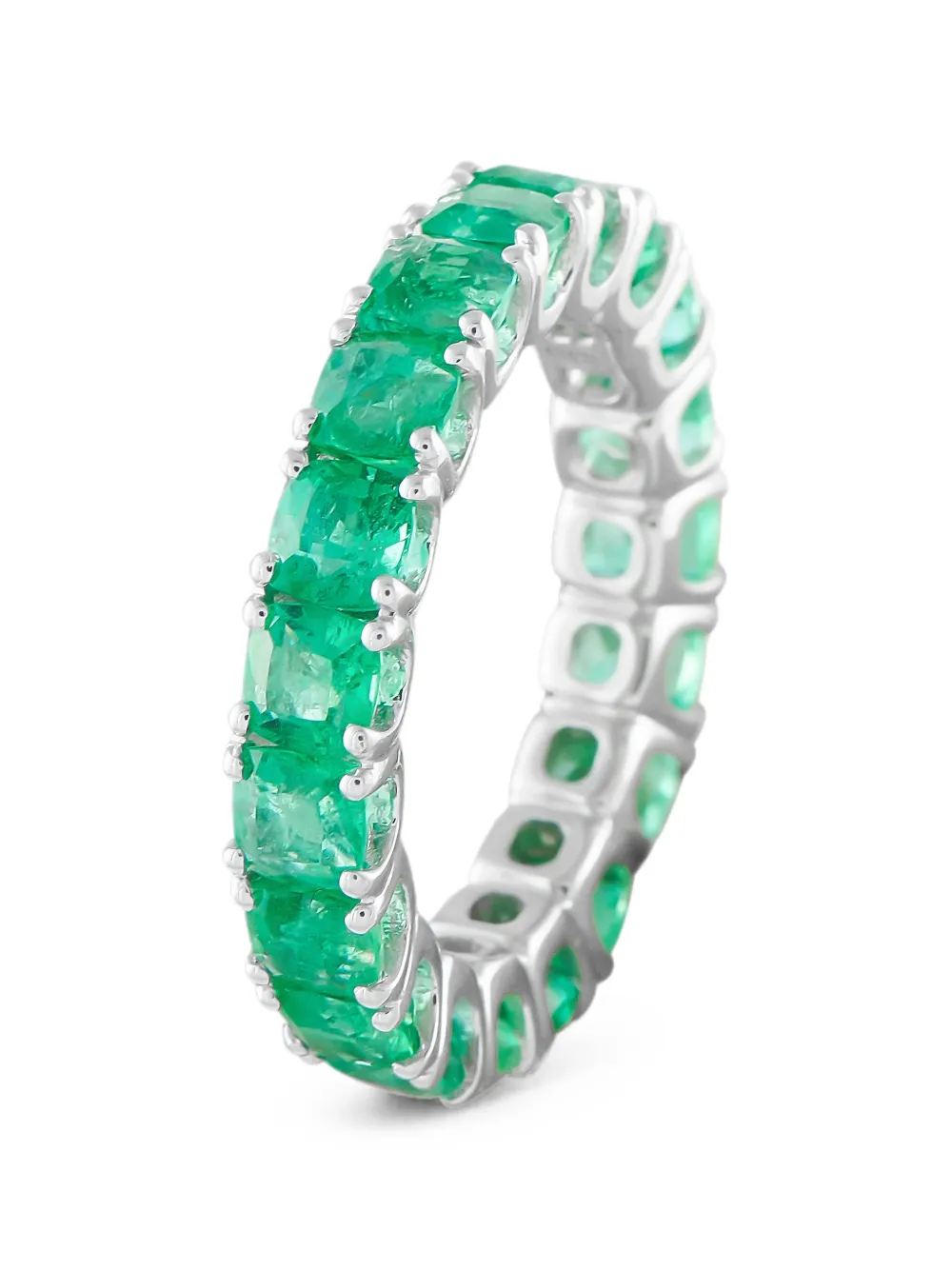 Pre-owned Lb Exclusive Emerald Ring In Silver