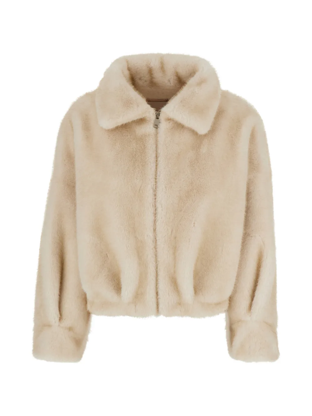 VALENTINI 1972 faux-fur zip-up jacket - Nude