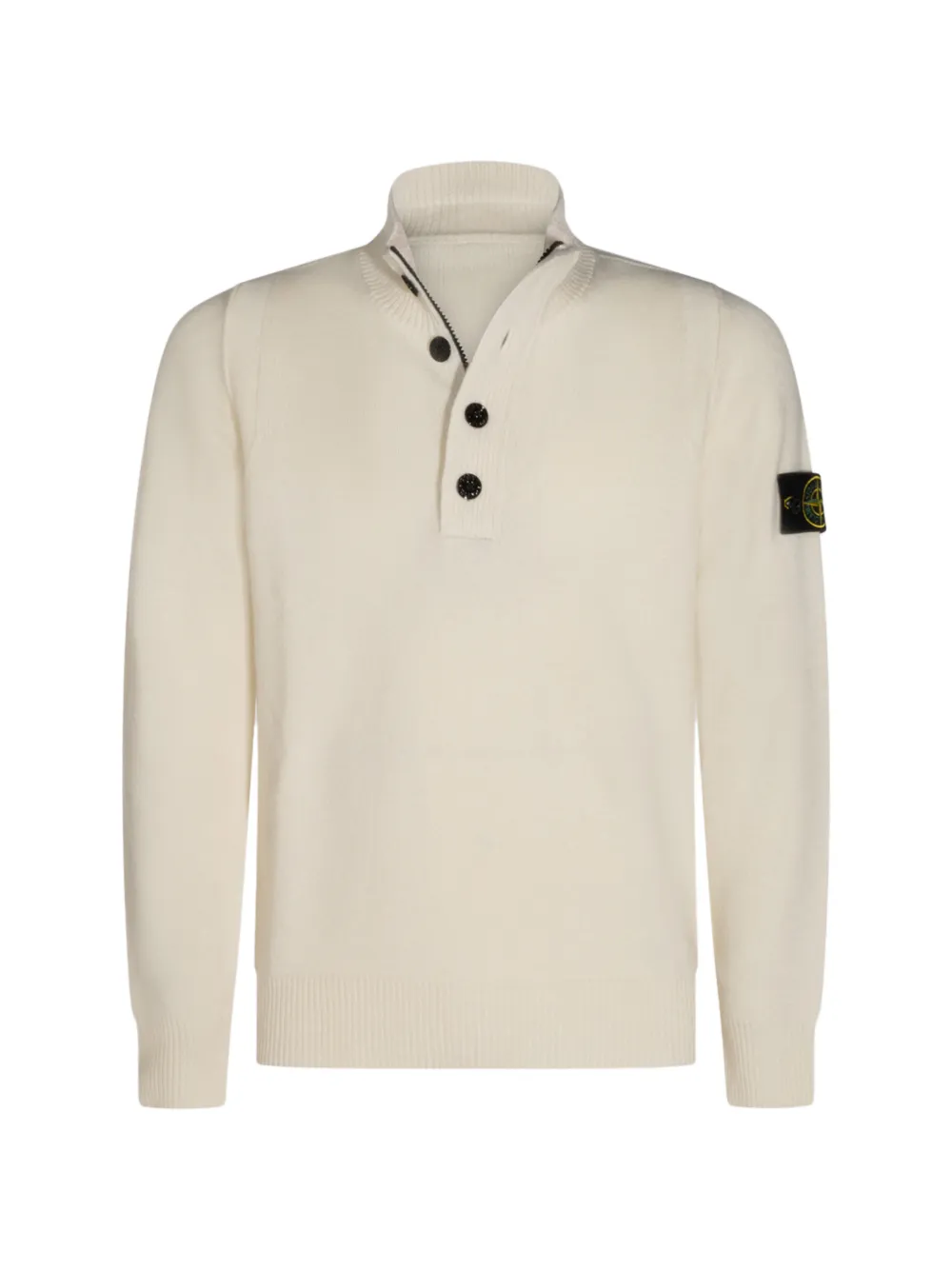 Stone Island lambswool regular-fit half-zip jumper with button placket - Nude