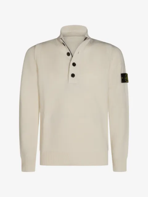 Stone Island lambswool regular-fit half-zip jumper with button placket