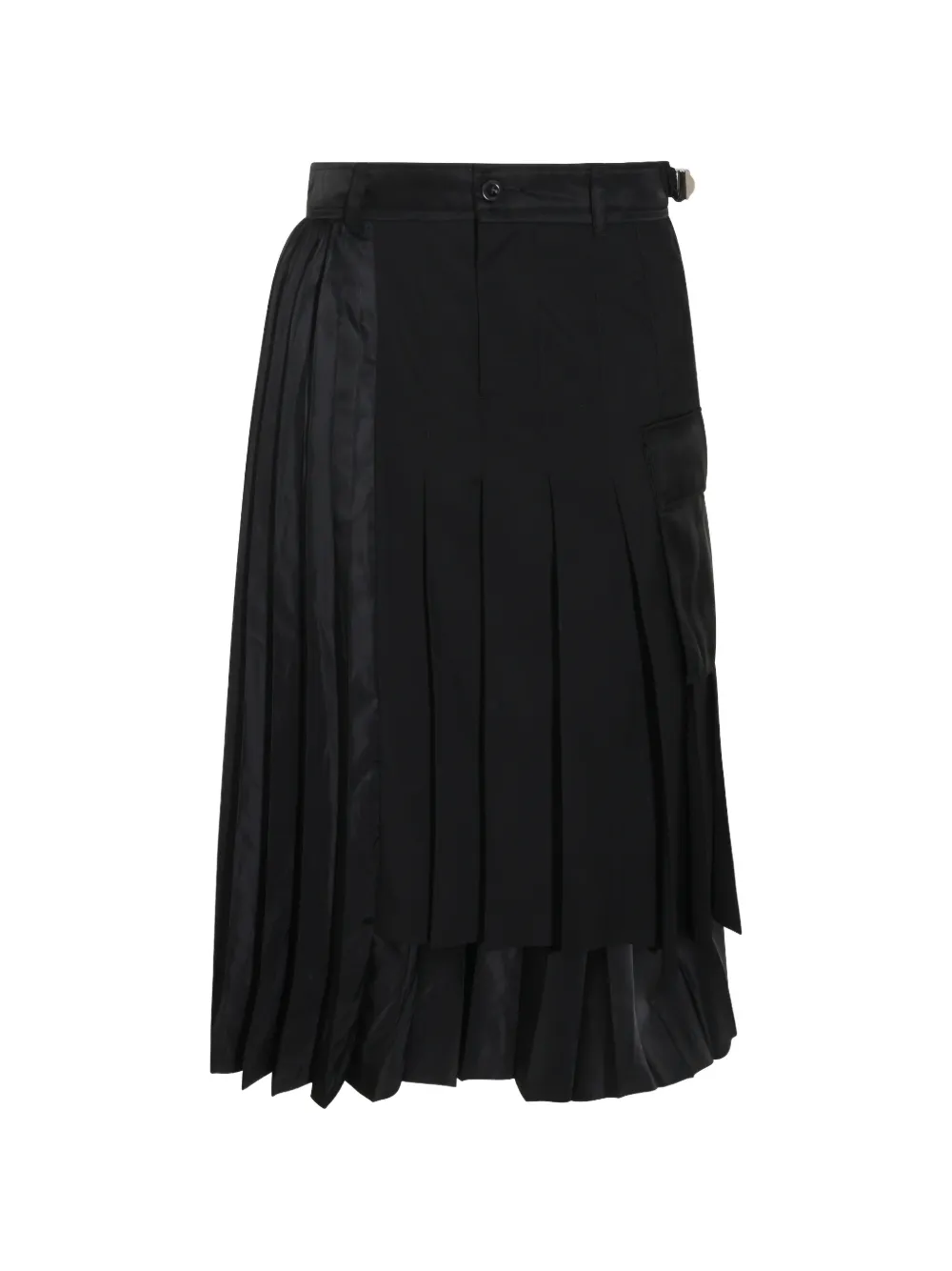 sacai pleated layered midi skirt - Black
