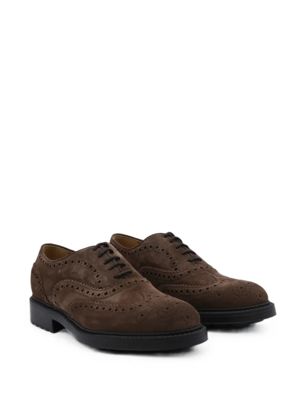 Doucal's brogue-detail suede oxford shoes Bruin